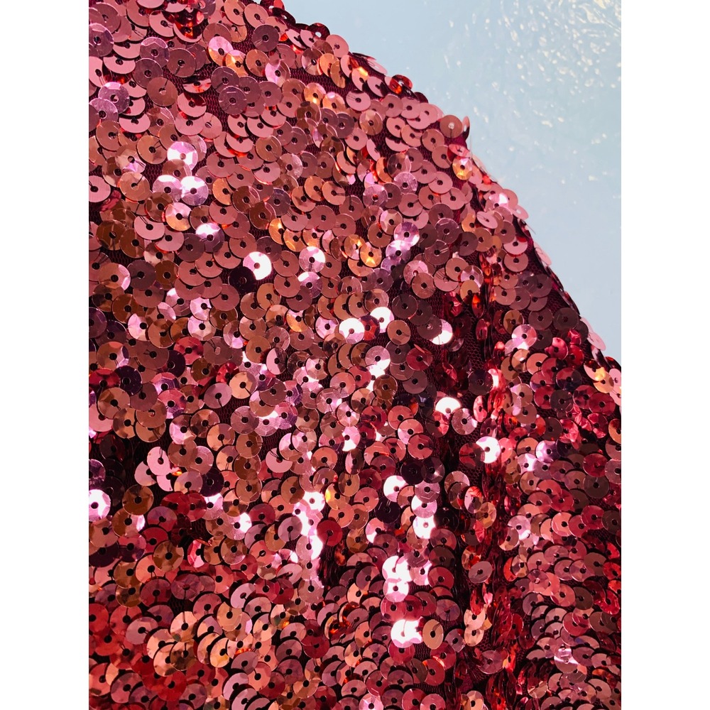 MANER Sequin Top Women XXL Red Ombre Short Sleeve Party Blouse Sparkly Holiday - Picture 9 of 11